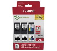 Confezione multipla con cartucce d'inchiostro Canon PG-560XL x2/CL-561XL + carta fotografica