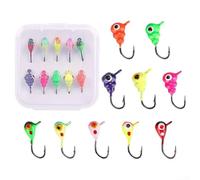 Confezione multipla di esche in plastica morbida per esche con teste giganti per pesca sul ghiaccio su panfish e altre specie di acqua fredda (J)