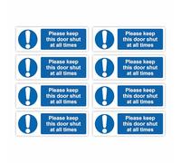 Confezione multipla di piccole dimensioni, 25 x 75 mm ciascuno (confezione da 8), con scritta "Please Keep This Door Shut", adesivi in vinile rimovibili e lavabili, adesivi per interni ed esterni