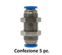 CONFEZIONE N.5 PEZZI RACCORDO PASSAPARETE TUBO 10 ARIA COMPRESSA