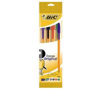 Confezione originale Bic Orange da 4 penne a punta fine da 0,8 mm, colori assortiti