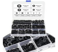 Confezione Ottocento Rondelle Piatte Nylon Nero Con Nove Varianti Misure