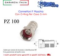 Confezione Pacco 100 Pezzi Connettori Satellitari F 5 mm