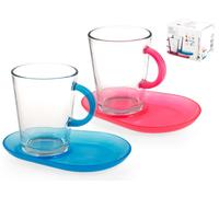 Confezione Pasabahce con due bicchieri e porta bicchieri in vetro modello