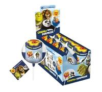 Confezione Per Chupa Chups DreamWorks Surprise 12 g x 16 Pezzi | Lecca Lecca Gusto Fragola con Sorpresa | 12 Personaggi DreamWorks da Collezionare e Scambiare | Monoporzioni | Display da 16 Pezzi