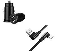 Confezione per Nokia 9 PureView Type C Smartphone (90 Fast Charge Cable + Mini Doppia Presa accendisigari) (Nero)