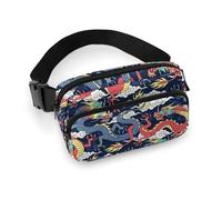 Confezione piccola completamente stampata, portatile, decorativo per abiti alla moda con tracolla regolabile per uomini e donne compatibile con i fantastici draghi giapponesi
