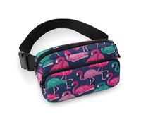 Confezione piccola da donna completamente stampata, portatile, decorativo per abiti alla moda con tracolla regolabile compatibile con fenicottero rosa verde acqua tropicale