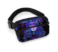 Confezione piccola da donna completamente stampata, portatile, decorativo per abiti alla moda con tracolla regolabile compatibile con zodiaco neon astrologia acquario