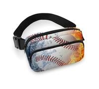 Confezione piccola da uomo completamente stampata, portatile, decorativo per abiti alla moda con cinturino regolabile compatibile con palla da baseball con acqua ghiacciata e fuoco