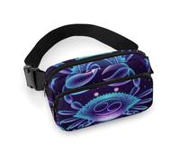 Confezione piccola da uomo completamente stampata, portatile, decorativo per abiti alla moda con tracolla regolabile compatibile con granchio neon oroscopo astrologia cancro zodiaco