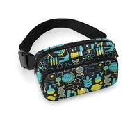 Confezione piccola da uomo completamente stampata, portatile, decorativo per abiti alla moda con tracolla regolabile compatibile con scienza matematica fisica chimica biologia