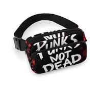 Confezione piccola da uomo completamente stampata, portatile, decorativo per abiti alla moda con tracolla regolabile compatibile con il set punk rock Skull PunksDead Words Rosso Nero