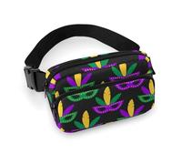 Confezione piccola da uomo completamente stampata, portatile, decorativo per abiti alla moda con tracolla regolabile compatibile con le maschere del Mardi Gras Art
