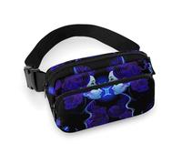 Confezione piccola da uomo completamente stampata, portatile, decorativo per abiti alla moda con tracolla regolabile compatibile con zodiaco neon astrologia Gemelli