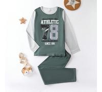 Confezione Pj Per Ragazzo Intermedio Con Maglietta A Blocchi Colorati E Pantaloni Grafici Con Lettere 8Y,9Y,10Y,11-12YLettereTessuto in maglia