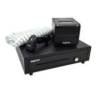Circa appPOSPACK4180 Cassetto contanti pacchetto POS + stampante termica + lettore di codici + rotoli termici