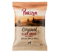 Confezione prova! Purizon Crocchette, Alimenti umidi e Snack per cane - 100 g crocchette Black-Angus con Tacchino - senza cereali