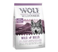 Confezione prova! Wolf of Wilderness Crocchette, umido e snack per cane - 400 g crocchette Wild Hills - Anatra