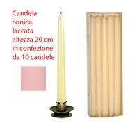 Confezione Pz 10 Candela Conica Laccata 29cm Rosa