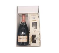 Confezione regalo bianca - Champagne Bollinger -1 Rosé - Cacaotines (1x150g) et Raisins au sauternes (1x100g) MAISON GUINGUET