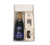 Confezione regalo bianca - Champagne Pommery -1 Brut - Cacaotines (1x150g) et Raisins au sauternes (1x100g) MAISON GUINGUET