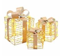 Confezione regalo con 60 LED bianco caldo, 3 pezzi, in PET, 20 x 20 x 20 cm, decorazione natalizia per soggiorno, finestra e illuminazione festiva dell'Avvento