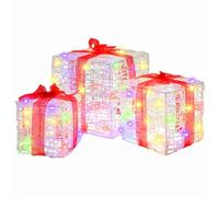 Confezione Regalo con 60 LED Multicolore, 3 Pezzi, Decorazione Natalizia in Acrilico, Design Elegante, Striscia LED, Natale Decorazioni Casa, 20 x 20 x 20 cm