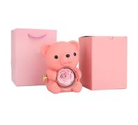 Confezione regalo con rose e orsi eterni, per fidanzata, orso, rosa, idea regalo per San Valentino, delizioso porta gioielli, include sacchetto regalo