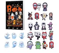 Confezione regalo contenente un set di ciondoli per conto alla rovescia di Halloween, creativo e interessante, confezione regalo da 24 pezzi con mini fantasma e personaggi pendenti, piccolo ciondolo
