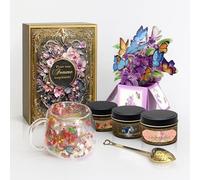 Confezione regalo da donna Premium - 3 tè rari + tazza + infusore + biglietto - idea regalo per mamma, nonna, collega, Natale, compleanno, festa della mamma, ringraziamento, cremagliera, pensionamento