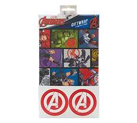 Confezione regalo Marvel Avengers contiene 2 fogli ed etichette di carta regalo