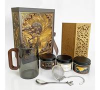 Confezione regalo per un papa, in oro, regalo per papà, 3 tè premium, tazza per infusore, cucchiaio, biglietto di auguri, idea regalo Natale, compleanno, festa del papà