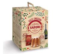 Confezione Regalo Sapori Natalizi con Pandoro, Cantuccini, Ricciarelli, Praline e Spumante Dolce