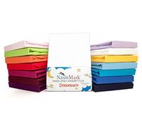 Confezione risparmio, set di 2 lenzuoli con angoli in Jersey 100% cotone per letto bambini, testato öko Tex, vari colori, Tessuto, bianco, 70 x 140 cm