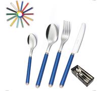 Confezione salvaspazio 24 pezzi linea, Acciaio 18/10 (AISI304) inox lucido , manici in metacrilato multicolor