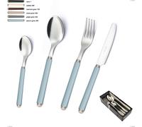 Confezione salvaspazio 24 pezzi linea gres, acciaio 18/10 aisi 304 manici in acrilico multicolor