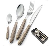 Confezione salvaspazio 24 pezzi vero larice, acciaio 18.0 nickel free, manicatura pbt sublimato acciaio lucido cromo