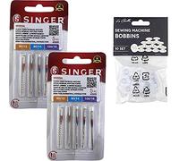 Confezione Singer 2020 da 10 aghi universali, spessori 80-90-100 per cotone e sintetici, 130/705 H + 10 griglie trasparenti