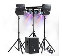 Confezione Sono DJ 1000 W Completo BM Bmsonic BMS-12-ARRAY-BT Altoparlanti +SUB 31 cm USB/Bluetooth, Cavi, Illuminazione LED Bar Sala feste