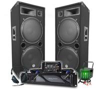 Confezione Sono DJ BM Bmsonic Amplificatore 4000W Coppia di altoparlanti LSC215 2x2000W Mixer Set di luci Cuffie DJ, Cavi, Microfono