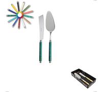 Confezione vetrina 2 pezzi,paletta più coltello dolce da servizio Arcadia, Acciaio 18/10 AISI 304 Lucido manicatura acrilico doppia ghiera multicolor