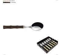Confezione vetrina 6 pezzi cucchiaino caffe acqua eme, Acciaio 18/10 AISI 304 lucido manicatura acrilica multicolor