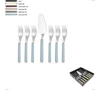 Confezione vetrina 7 pezzi, forchettine più paletta dolce linea gres, acciaio 18/10 aisi 304 manici in acrilico multicolor