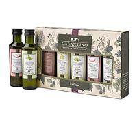 Confezione "VOLARE" composta da 5 Bottiglie da 100ml di Condimento a base di Olio Extra Vergine di Oliva Aromatizzato - Limone - Basilico - Peperoncino - Affiorato - Bel tocco alle erbe - Galantino