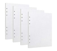 Confezioni di Ricarica di Carta 6 Fori Formato A5 Agenda ad Anelli Refill Paper Carta a Righe Quadrate per A5 Taccuino Diario, 4 Pacchi x 45 Fogli a Righe Pagine Bianche 21 x 14 cm