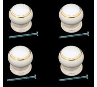 Confezioni Di White porcelain One piece knobs Maniglie Porta Goldline + Bolts