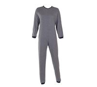 Confezioni_Emy Pigiama Intero Donna Uomo - Sanitario per Anziani con Cerniera Posteriore Caldo e Pesante- Il Perfetto tutone Invernale in Cotone Caldo 100% Made in Italy Taglia L - Tondino Blue