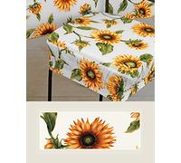 Confezioni Giuliana 4 COPRISEDIA con Fascia Elastica Girasoli Quadrato Sedia Cucina PROVENZALE (Bianco)