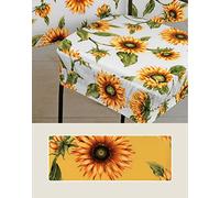 Confezioni Giuliana 4 COPRISEDIA con Fascia Elastica Girasoli Quadrato Sedia Cucina PROVENZALE (Giallo)